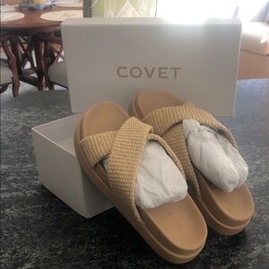 Cove Tan Woven Slide Sandals
